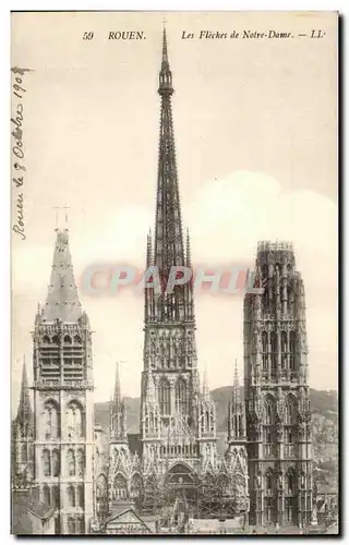 Cartes postales Rouen Les Fleches de Notre Dame