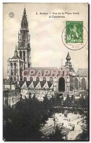 Cartes postales Anvers Vue de la Place Verte et Cathedrale