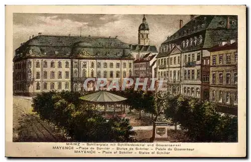 Cartes postales Mainz Sohillerpiatz Mayence Place de Schiller Statue de Schiller