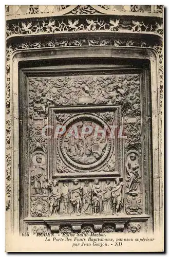 Cartes postales Rouen Eglise Saint Maclou La Porte Des Fonts Baptibmour Panneau Super eur Par Jean Gonjon