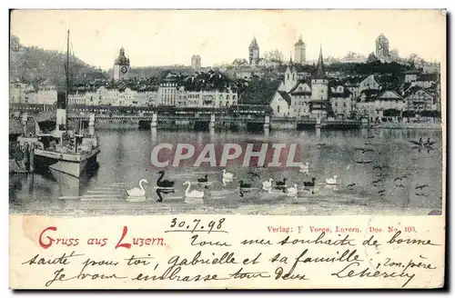 Cartes postales Gruss aus Luzern Suisse Cygnes Bateau