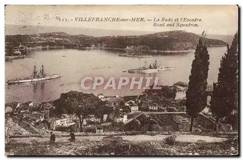 Cartes postales Villefranche Sur Mer La Rade Et L&#39Escadre Bateaux