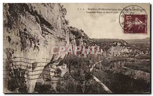 Cartes postales Station Prehistorique Des Eyzies Langerie basse et haute prise du grand roc