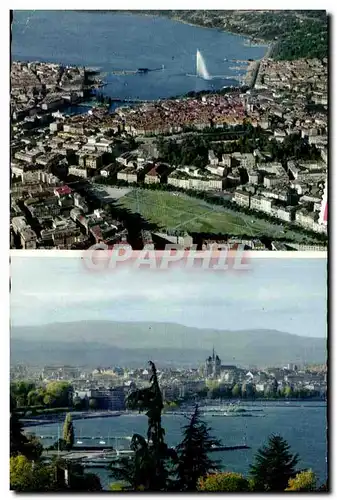 Cartes postales Geneve Vue generale aerienne La Rade depuis Cologny