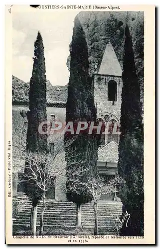 Cartes postales Moustiers Sainte Marie Chapelle de Nd de Beauvoir