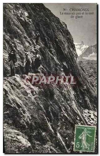 Cartes postales Chamonix Le Mauvais Pas et la Mer de Glace Alpinisme