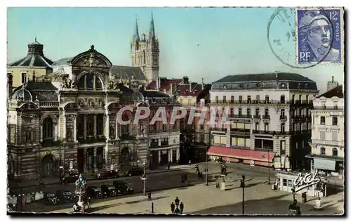 Cartes postales Angers La Place du Ralliement le Theatre et la Cathedrale