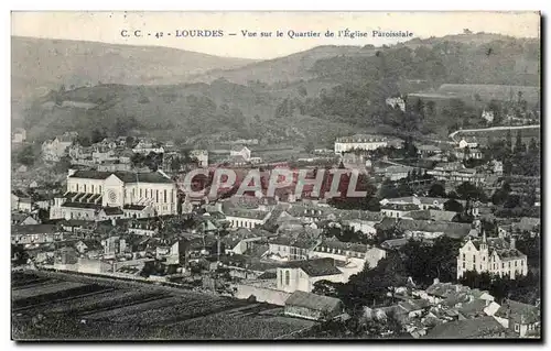 Cartes postales Lourdes Vue sur le Quartier de I&#39Eglise Paroissiale