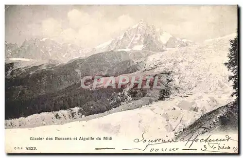 Cartes postales Giacier des Bossons et Aiguille du Midi