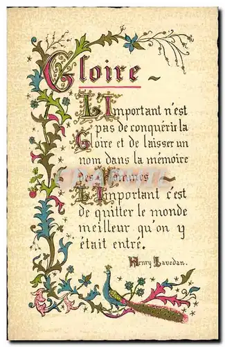 Cartes postales Gloire Devise Fantaisie