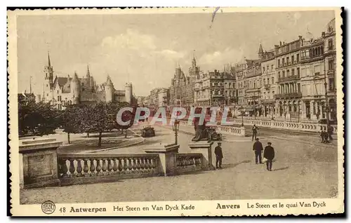 Cartes postales Anvers Le Steen et le quai Van Dyck