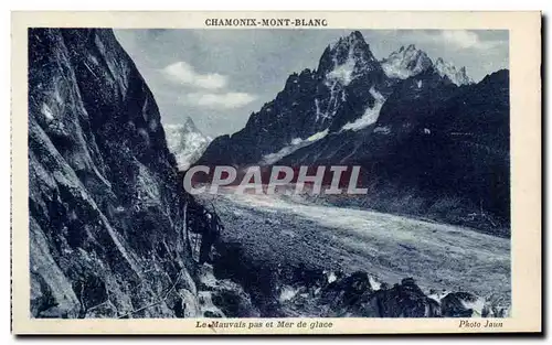 Cartes postales Chamonix Mont Blanc Le mauvais pas et mer de glace