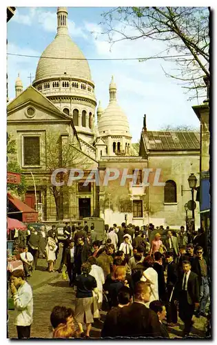 Moderne Karte Paris La Place du Tertre Montmartre Sacre Coeur