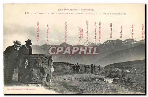 Cartes postales Les Pyrenees Centrales Luchon Plateau De Superbagneres La table d&#39orientation