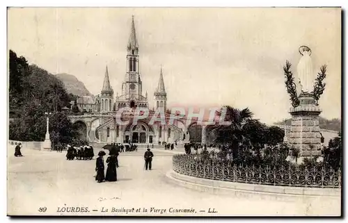 Cartes postales Lourdes La basilique et la Vierge Couronnee