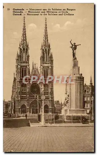 Cartes postales Ostende Monument aux militaires et civils Militaria