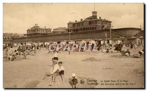 Cartes postales Ostende Le Chalet Royal et la Plage Enfants