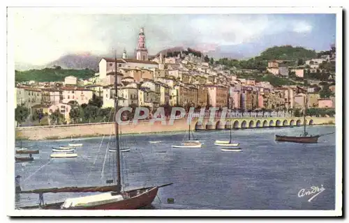 Ansichtskarte AK Le Vieux Menton Vu Du Port Bateaux