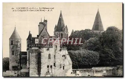 Cartes postales Loches Le Chateau Royal et la Collegiale