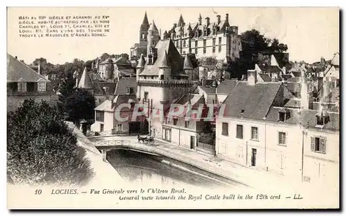 Ansichtskarte AK Loches Vue Generale vers le Chateau Royal