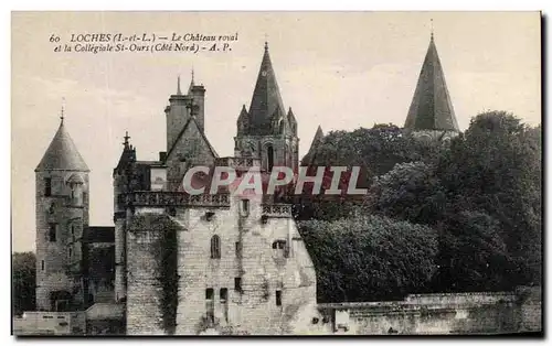 Ansichtskarte AK Loches Le Chateau Royal et La Collegiale St Ours