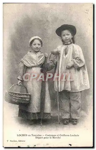 Ansichtskarte AK Loches En Touraine Costumes Et Coiffures Lochois Depart Pour Le Marche Enfants Folklore