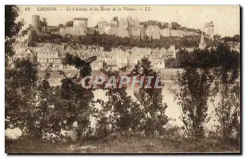 Ansichtskarte AK Chinon Le chateau Et Les Bords De La Vienne