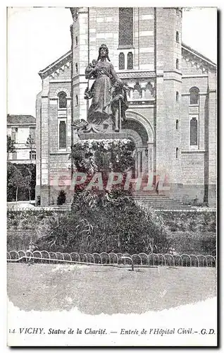 Ansichtskarte AK Vichy Statue de la Charite Entree de l&#39Hopital Civil