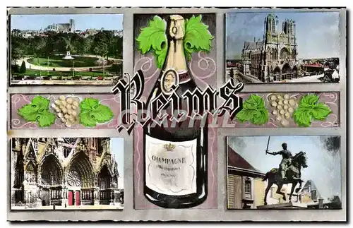 Cartes postales moderne Reims Vue Generale Et Le Square Colbert La Cathedrale champagne