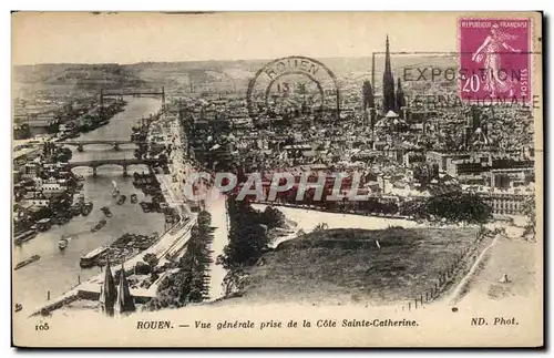 Ansichtskarte AK Rouen Vue generale prise de la Cote Sainte Catherine