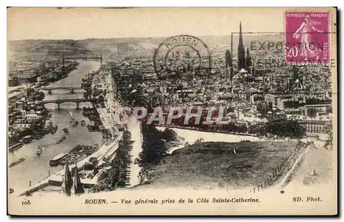 Cartes postales Rouen Vue generale prise de la Cote Sainte Catherine