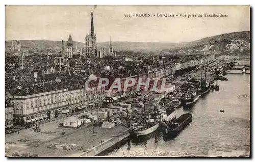 Ansichtskarte AK Rouen Les Quais Vue prise du Transbordeur Bateaux