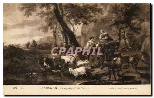 Ansichtskarte AK Berchem Paysage et Animaux Chevre Vache Ane Musee du Louvre Paris