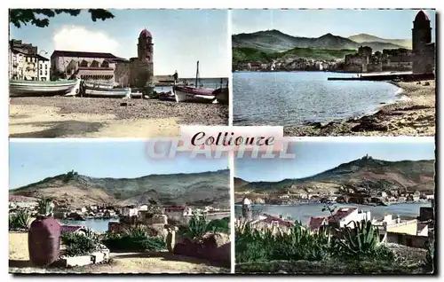 Ansichtskarte AK Collioure L&#39Eglise Port de Peche Alberes La baie vue prise du Mirabou Le port et le fort Sain