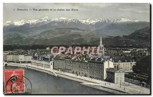 Ansichtskarte AK Grenoble Vue Generale et la Chaine des Alpes