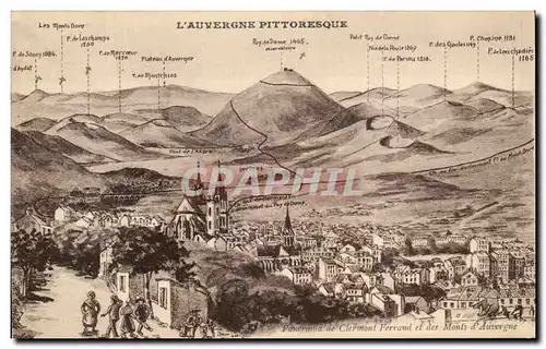 Cartes postales Panorama de Clermont Ferrand et des Monts d&#39Auvergne