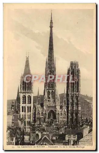 Cartes postales La Cathedrale de Rouen Ensemble vu de la Grosse Horloge