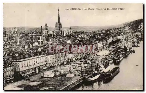 Cartes postales Rouen Les Quais Vue Prise du Transbordeur Bateaux