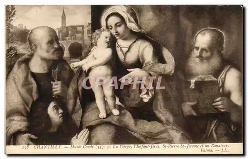 Ansichtskarte AK Chantilly Museee Conde La Vierge Penfant Jesus St Pierre St Jerome et un Donateur