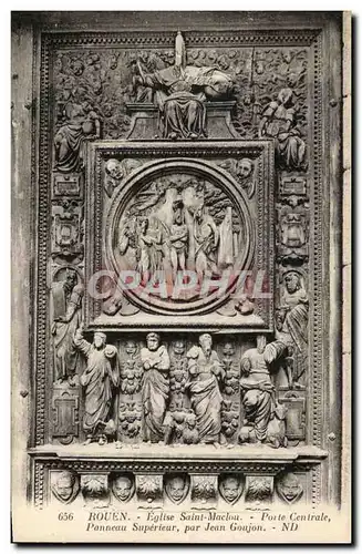 Cartes postales Rouen Eglise Saint Maclou Porte Centrale Ponneau Superieur Jean Goujon