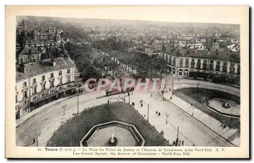 Cartes postales Tours La Place du Palis de Justice et l&#39Avenue de Grammont