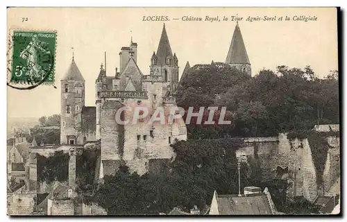 Ansichtskarte AK Loches Chateau Royal la Tour Agnes Sorel et La Collegiale