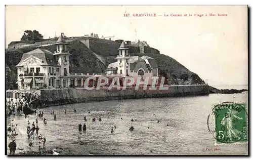 Ansichtskarte AK Granville Le Casino Et La Plage A Mer Haute