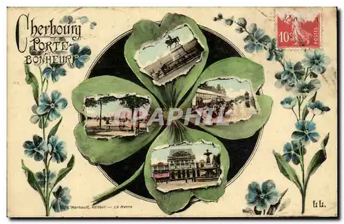 Cartes postales Cherbourg Porte Bonheur Trefle Fleurs