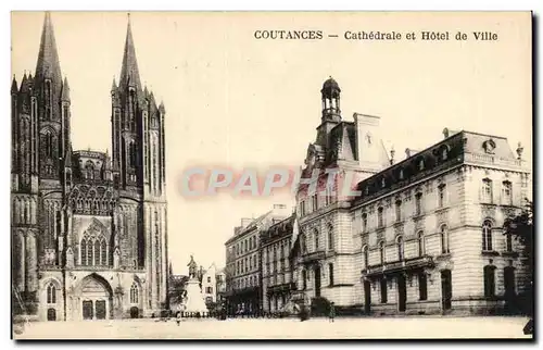 Cartes postales Coutances Cathedrale Et Hotel De Ville