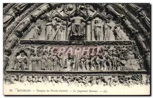 Cartes postales Bourges Tympan Du Porche Central Le Jugement Dernier