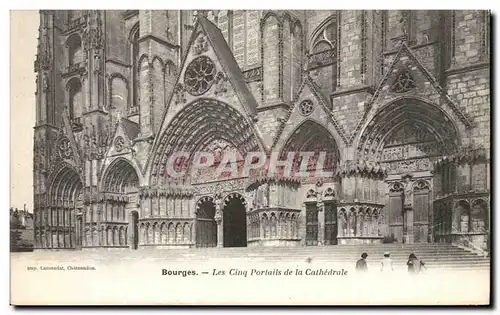 Cartes postales Bourges Les Cinq Portails De La Cathedrale