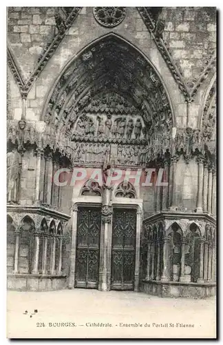 Cartes postales Bourges Cathedrale Ensemble Du portail St Etienne