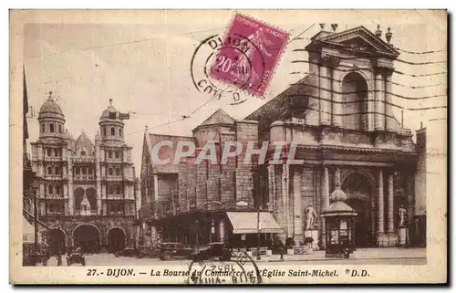 Ansichtskarte AK Dijon La Bourse du Commerce et L&#39Eglise Saint Michel