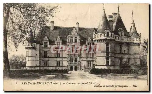 Cartes postales Azay Le Rideau Chateau National Entree Et Facade Principale